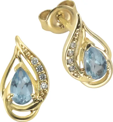 Produktbild von F Ohrstecker 375/- Gold 1,2cm gelb Blautopas beh. blau 341320005-5