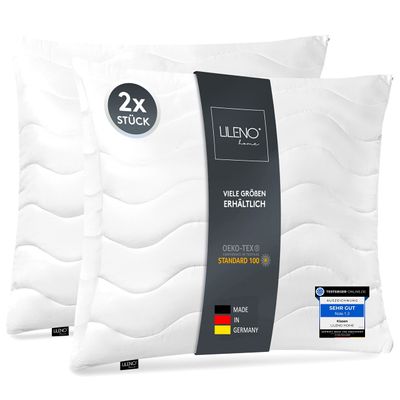 LILENO HOME Kopfkissen 40x40 cm [2er Set] als Kissen-Füllung - Bett oder Deko Kissen mit Reißverschluss zum Anpassen - Waschbar bis 95° - Sofa-Kissen & Zierkissen für Couch / Bett