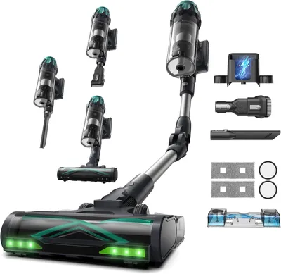 Image de Aspirateur et serpillère 2 en 1 - Sans fil, avec une tige flexible, un éclairage LED et une batterie performante