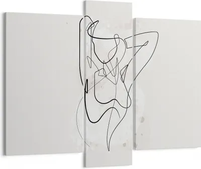 Produktbild von Bild auf Leinwand - Leinwandbild - 3 Teile - Linie Frau Linie - 95x80cm - Wand Bild - Wanddeko - Wandbilder - Leinwanddruck - Bilder - Wanddekoration - Leinwand bilder - Wandbild - CB95x80-5119