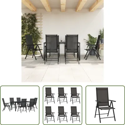 Image de The Living Store 7-pièces salon de jardin noir aluminium