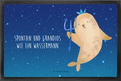 Produktbild von Mr. & Mrs. Panda Schmutzfangmatte Sternzeichen Wassermann 60 x 90 cm - Sternenhimmel Blau - Geschenk, Geburtstag Februar, Meermann, Nix, Januar, Schmutzmatte, Fussmatte