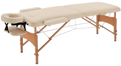 Productafbeelding van Massagetafel, opklapbare massagebank, in hoogte verstelbare massagebank voor spa, salon, kunstleer, hout, crèmewit