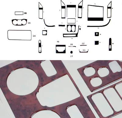 Image de Décor intérieur Cockpit pour Fiat Ducato 2014-2025 optique bois de racine 26pcs