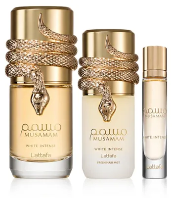 Imagen del producto de Lattafa Musamam White Intense, Eau de Parfum, 100 ml + Eau de Parfum, formato mini, 12 ml + Spray capilar, 50 ml, unisex