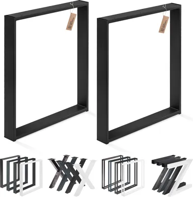 Produktbild von LAMO Manufaktur Tischbeine für Schreibtisch Esstisch, Simple Massive, Vierkantprofil 80x20 mm, Tischgestell 80x72 cm (BxH), Schwarz, 2 Stück, LTS-01-C-FF-9005