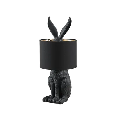 Produktbild von Lindby Tischlampe Lorentina, 56 cm, Hase, schwarz, Textil