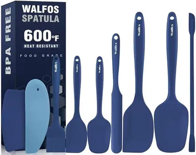 Produktbild von Silikon-Küchenwender-Set 9-teilig Blau Hitzebeständig Gummiert