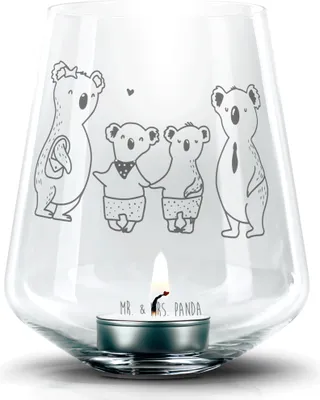Produktbild von Mr. & Mrs. Panda Glas Windlicht Koala Familie zwei - Transparent - Geschenk, Laterne, Kerzenhalter, Koalabär, Muttertag, Zusammen, gravur, graviert