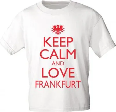 Produktbild von T-Shirt mit Print - Keep calm and love Frankfurt - 12908 - versch. Farben zur Wahl - S-XXL Color - weiß Größe - L