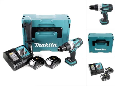 Obrázek produktu pro Makita DDF 458 RTJ 18V akumulátorový vrtací šroubovák 91 Nm v Makpacu s 2x baterií BL1850 B 5,0 Ah a nabíječkou DC18RC