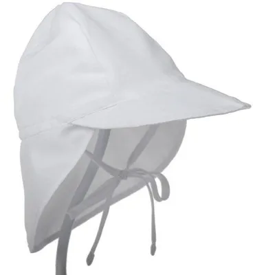 Produktbild von Kleinkind-Sonnenhut mit Nackenschutz und Bändern, schützender Strandhut für Babys und Kleinstkinder (geeignet für Kopfumfang 48-54 cm) - Weiß