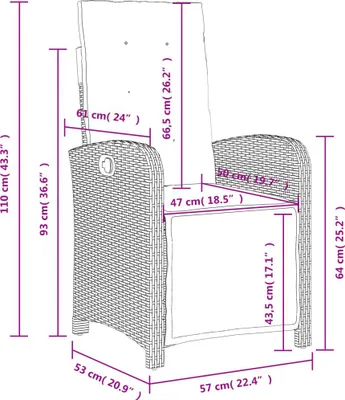 Immagine prodotto di vidaXL Poltrona da giardino con poggiapiedi regolabile in Poly Rattan grigio
