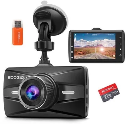 Obrázek produktu pro Autokamera, přední kamera s rozlišením 1080P, 3palcový IPS displej, širokoúhlý objektiv 170°, autokamera s 32GB SD kartou, noční vidění, HDR, cyklické nahrávání, G-senzor, parkovací režim