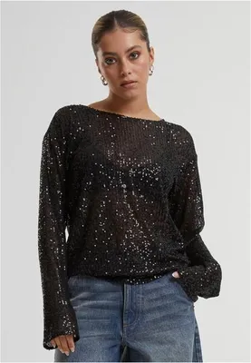Obrázek produktu pro Dámské tričko s dlouhým rukávem Urban Classics Ladies Sequins Longsleeve black - M