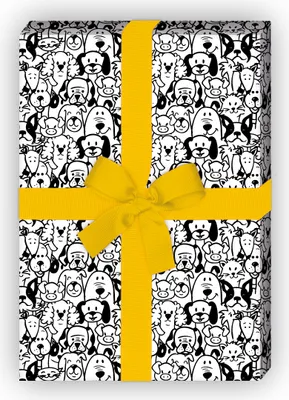 Produktbild von Tier Geschenkpapier mit Hunden, Katzen, Schweinchen.. in schwarz - G6424, 32 x 48cm