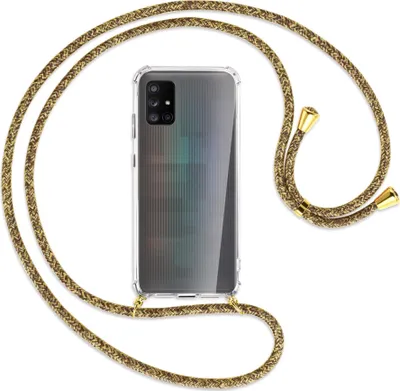 Produktbild von Handykette Backcover-Schutzhülle mit Band (Metall goldfarben) für Samsung Galaxy A71 5G - braun+beige