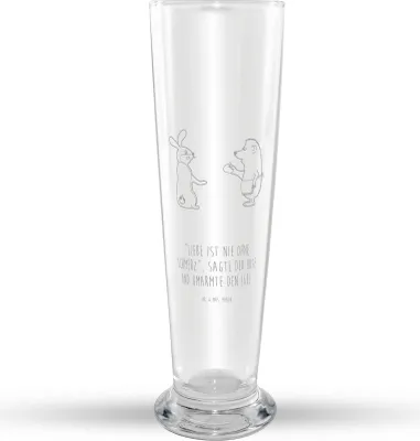 Produktbild von Mr. & Mrs. Panda Bierglas Hase Igel - Transparent - Geschenk, Trösten, Weizen Glas, Weizenbier, Tiermotive, Mr Mrs Weizenglas, Herzschmerz, und, Liebe Spruch, Bier