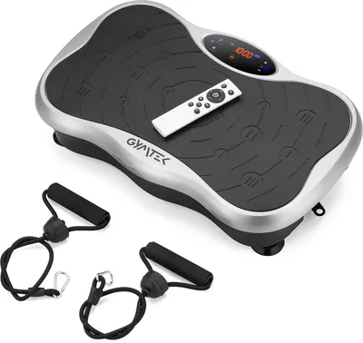Produktbild von Gymtek® Vibrationsplatte Vibrotrainer - bis 180kg - 5 Ausbildungsprogramme, 99 Stufen - 2 Expanderbänder - Bluetooth, Fernbedienung, LCD, Lautsprecher