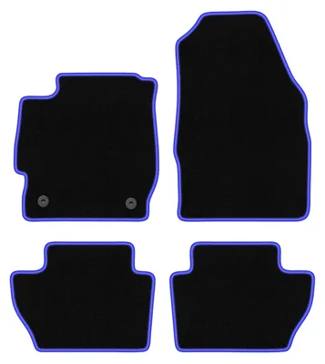 Produktbild von Fußmatten Automatten Velours Schwarz/Blau für Ford Ka+ 2014- Set 4-tlg