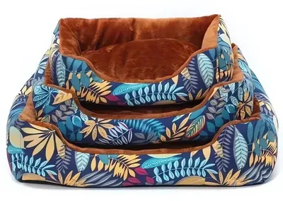 Produktbild von Nuxie XT1571 Hund-/Katzenbett-Set XL/XXL, blau mit Blättern
