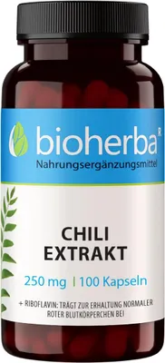 Obrázek produktu pro Chilli extrakt 250 mg 100 kapslí PZN 20013631