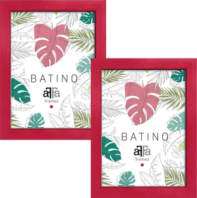 Produktbild von aFFa frames, Batino, Bilderrahmen aus Holz, mit Acrylglasfront, HDF-Hintergrund, Rot, 21x29,7 cm, 2er Set