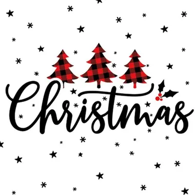 Produktbild von Servietten Papier 33x33cm Christmas Schriftzug 20 Stück Weiß / Schwarz
