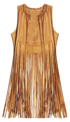 Produktbild von Hippie-Kleidung, Damen-Fransen, ärmelloses Hippie-Kostüm, Damenweste, 60er/70er-Jahre-Kleidung, Damen-Disco-Outfit, braune Fransenweste, Damen-Hippie-Bolero, Karnevalskostüm, Maskenballkostüm (XXL)