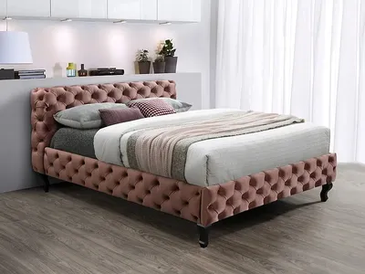Produktbild von Gepolstertes Doppelbett RAFAELA – 160 x 200 cm, rosa