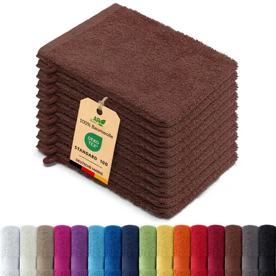 Produktbild von 10er-Set ARIZONA Handtuch-Serie von AR Line – 100% Baumwolle, 500 g/m², 10er-Set Waschhandschuhe 15x21 cm, Schokobraun