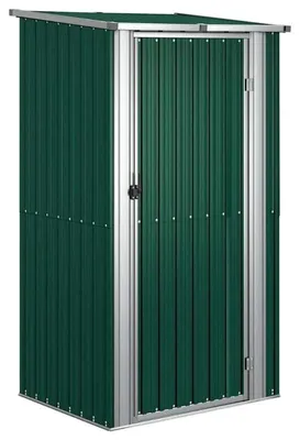 Image de Abri de jardin - Abri à outils en métal - 118,5 × 97 × 209,5 cm - Imperméable - Cadre en plastique - Vert militaire