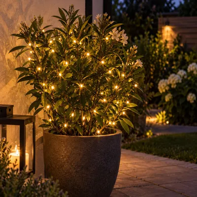 48er LED Outdoor Lichterkette Drahtlichterkette warmweiß Batterie