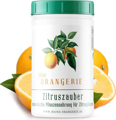 Produktbild von Meine Orangerie Zitrusdünger für alle Zitruspflanzen [1kg] - Premium Pflanzendünger - Profi Citrus Dünger für Zitronenbaum, Orangenbaum, Limette und viele mehr (1000, Gramm)