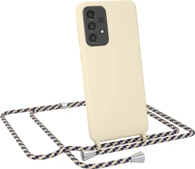 Produktbild von EAZY CASE Handykette kompatibel mit Samsung Galaxy A33 5G Handyhülle zum Umhängen, Silikon Hülle mit Band, Schutzhülle mit Ersatzkordel, Stylische Kette für Smartphone, Taupe / Taupe Camouflage