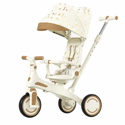 Image de LEADZM Tricycle 5 en 1 pour bébé, tricycle pour enfants, guidon de vélo, poussette pour bébé, avec siège pivotant et pare-soleil, pour les enfants de 1 à 5 ans, livraison incluse