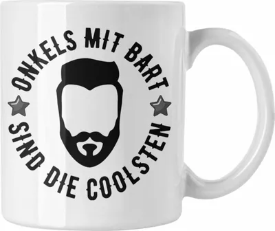 Produktbild von Trendation - Onkel mit Bart Tasse Geschenk Kaffeetasse Geschenkidee (Weiß)
