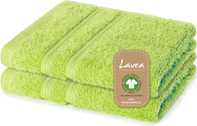 Produktbild von Lavea® 2er Set Seiftuch 30x30 cm, Seiftücher & Waschlappen Bali aus Baumwolle Frottee, pflegeleicht, 100% GOTS Baumwolle, Apfelgrün
