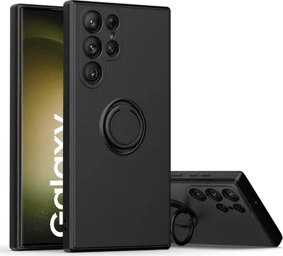 Produktbild von Samsung S23 Ultra Handyhülle, Ring Halter Ständer Kratzfeste Weiche Silikon schutzhülle für Samsung Galaxy S23 Ultra Schwarz