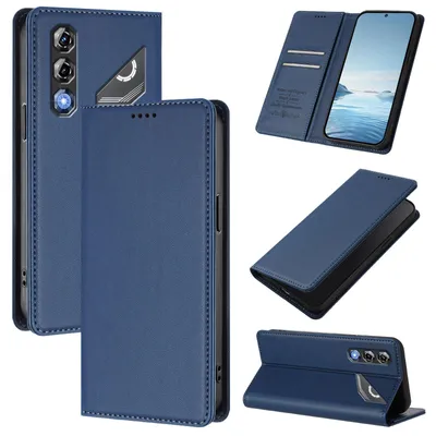 Produktbild von Handyhülle für ZTE nubia Neo 5 Pro, Kunstleder Klapphülle Stoßfeste Magnetische Hülle mit Ständer Dunkelblau