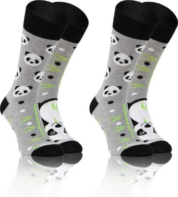 Produktbild von sesto senso Lustige Bunte Verschiedene Socken Baumwolle 2 Pack Uni Bambus Bamboo 39-42 Panda
