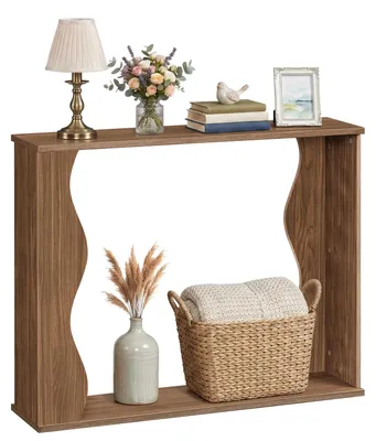 Konsolentisch 100x24x80 cm, wellenförmiges Design, Walnussbraun