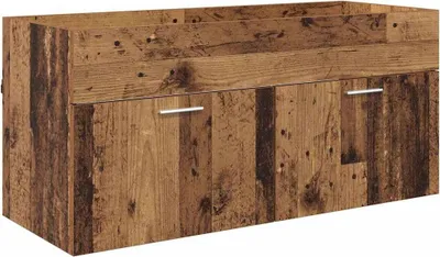 Produktbild von vidaXL Waschbeckenunterschrank mit Speicher Altholz Holzwerkstoff