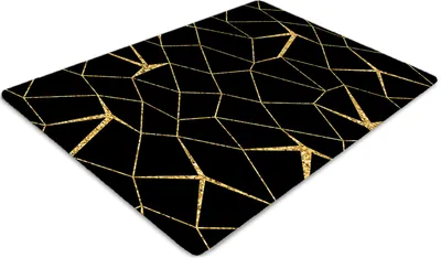 Produktbild von Stuhlunterlage Bürostuhlunterlage 120 cm x 90 cm Bodenmatte Bürostuhlunterlage - Gold- und schwarze Mosaik