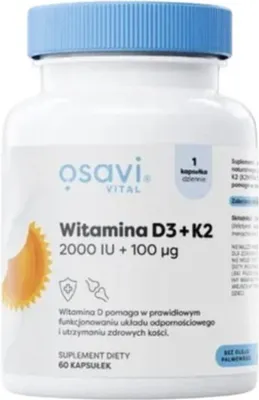 Productafbeelding van Osavi Vitamine D3 + K2 2000iu + 100 mcg (60 capsules) 5904139920190