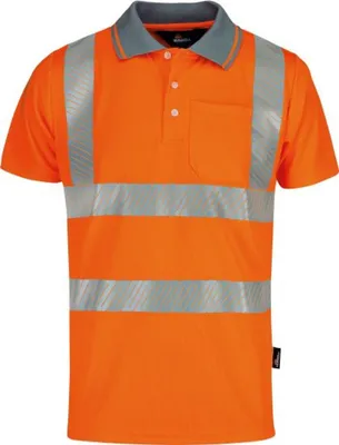 Produktbild von Vizwell Herren Warnschutz Poloshirt VWPS3N Coolpass Gr. XS orange