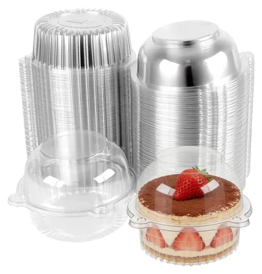 Produktbild von PINGEUI 100 Stück transparente Cupcake-Behälter, 12,7 cm, einzelne Cupcake-Boxen aus Kunststoff, transparente Cupcake-Förmchen, einzelne Muffin-Boxen für Party, Geburtstag, Backen zu Hause, Hochzeit