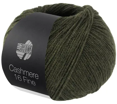 Produktbild von Lana Grossa CASHMERE 16 FINE Wolle 50 g 320 m Merino Kaschmir Strickgarn Farbe 073 - Dunkeloliv