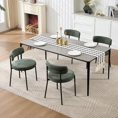 Imagen del producto de Juego de 4 sillas de comedor de terciopelo, con respaldo curvo, color verde