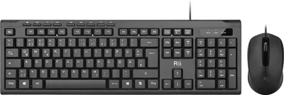 Produktbild von Kabelgebundenes Tastatur-Maus-Set, PC-Tastatur mit Kabel, spritzwassergeschützt, ergonomisch, USB-Anschluss, PC/Laptop, Windows/MacOS, Büro QWERTZ